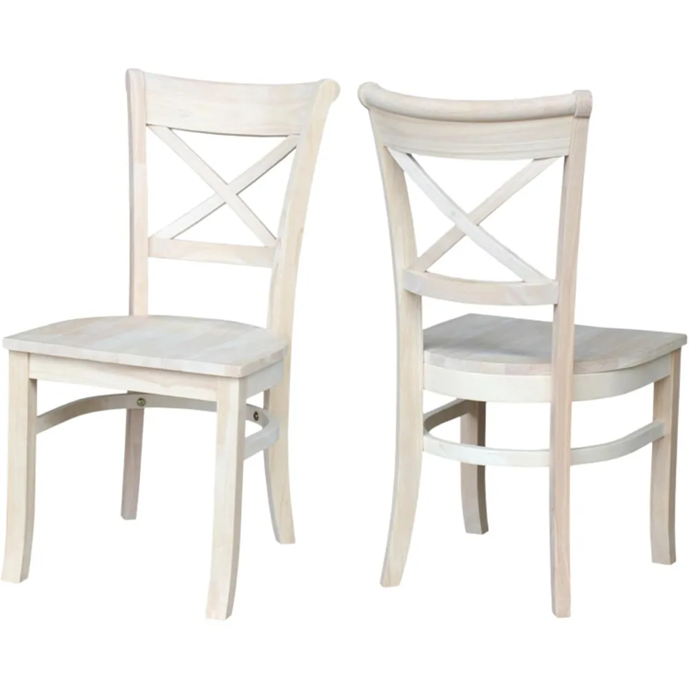 

IC International Concepts Set of 2 35.8 H Charlotte X-Back Dining Solid Parawood, Stylish and Comfortable Chairs, 18.5''W Seat,