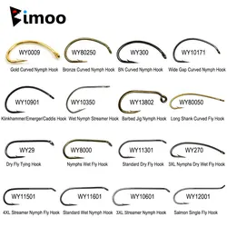 Bimoo-anzuelo de mosca de púas de acero de alto carbono, 50 piezas, para atar moscas secas y húmedas, Nymph Streamer, Pupa, Señuelos de Pesca de trucha