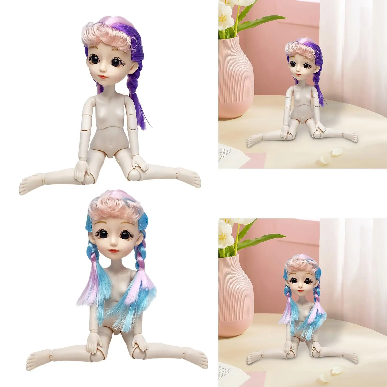 Flexible Gelenke, BJD-Puppenspielzeug, 30 cm, Vinyl, realistisch, große Augen, beweglich, nackte Mädchenpuppe, Spielset als Geburtstagsgeschenk