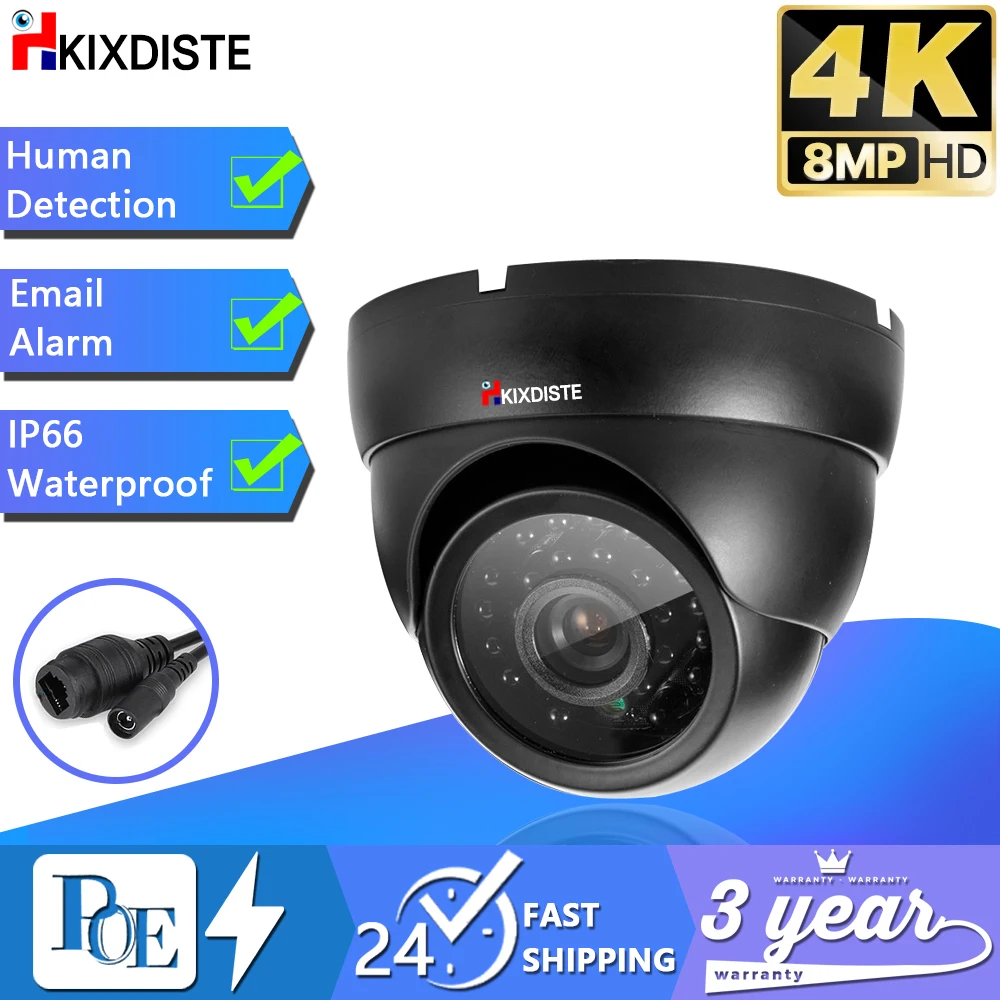 

HD 8MP 5MP POE Camera Human Detection 24 Array Infrared LEDS 8.0MP Resolution With HD 3.6mm Lens CCTV Home Security Cameras