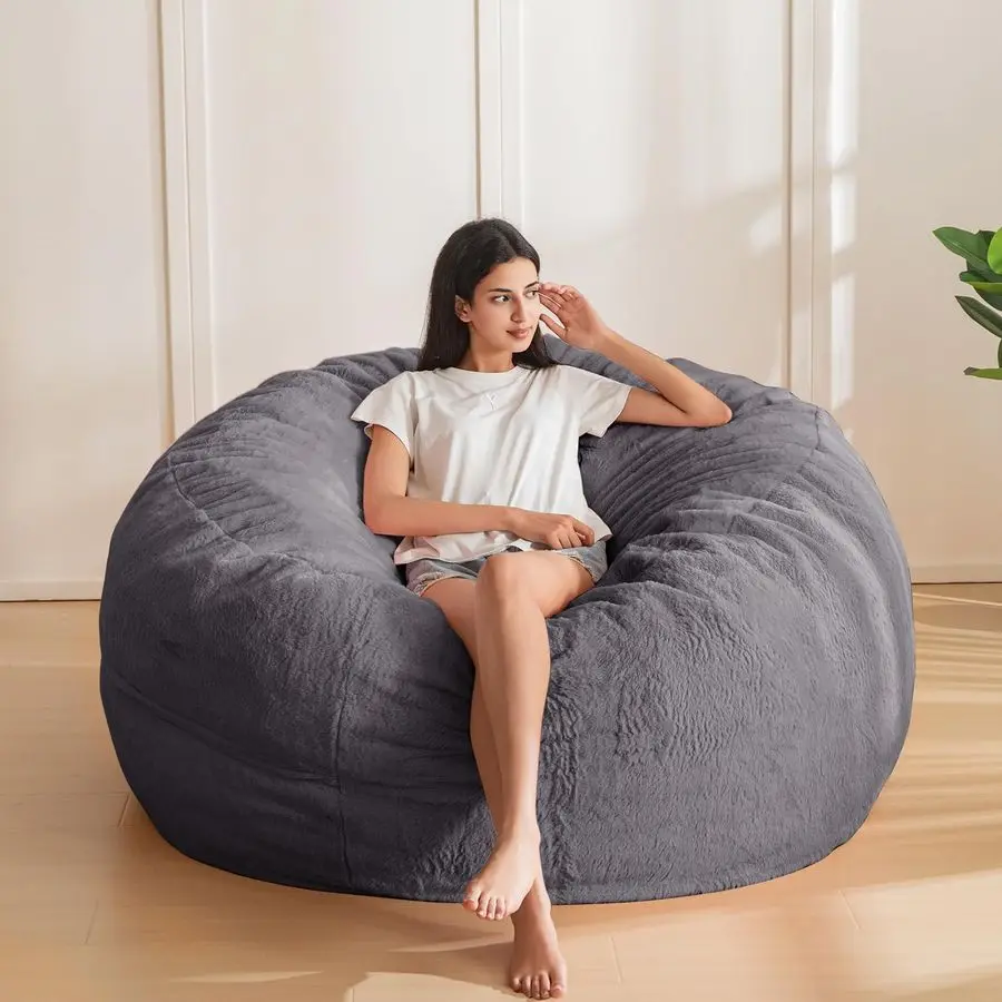 

Bean Bag Chair for Adults, Large 4 ft Bean Bag Chair with Foam Filling, Ultra Soft Fur Lazy Sofa for Living Room Bedroom, Machi