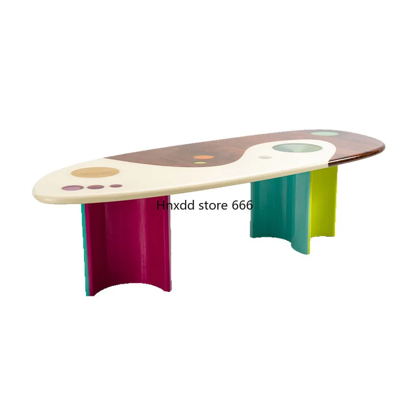 Dining table villa special-shaped overhead layer game fiberglass painting table