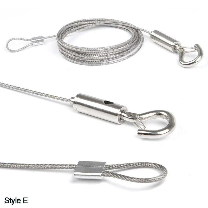 Adjustable Hanging Rope Stainless Steel Wire Rope Sling Spring Hook Antifall Safety Lanyard Strong Load-Bearing
