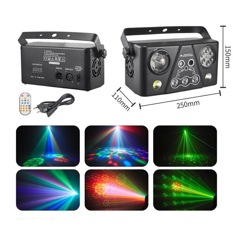 ไฟ LED RGB 40W รุ่นใหม่ แสงบีมแบบตาผึ้ง 5in1 เอฟเฟกต์ดิสโก้บอล ลายสีสัน แสงแฟลช สำหรับงานดิสโก้ ปาร์ตี้ และเวที