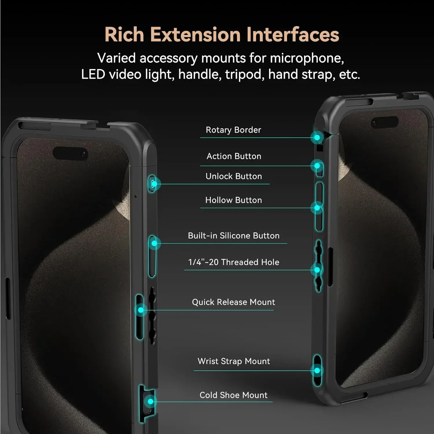 В наличии: Комплект для видеосъемки SmallRig Dual Handheld Phone Cage Kit для iPhone 15 Pro Max с беспроводным быстрым креплением (модель 2026 года)