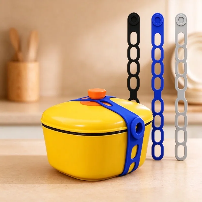 Reusable Silicone Fixing Bands Stretchable Lid Straps Leakproof Splashproof Gadget for Bowl Dish Cover Securing Kitchen Gadgets