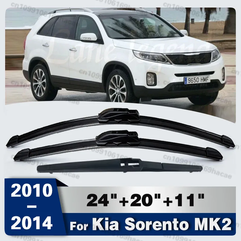 3Pcs Front Rear Wiper Blade & Arm Set Kit For Kia Sorento MK2 2010-2014 Windshield Windscreen Tailgate Window Brush 24