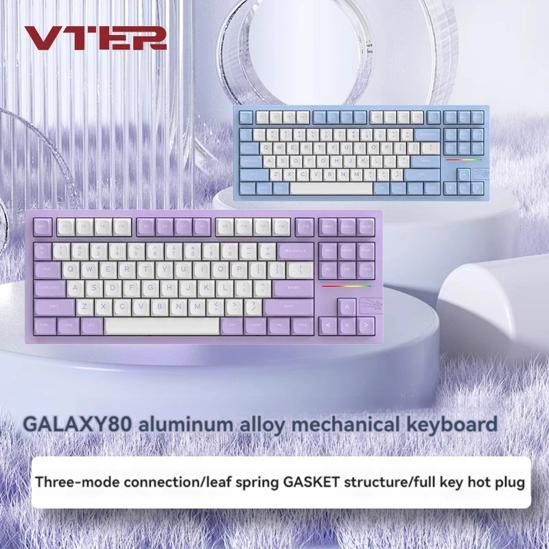 VTER Galaxy80 Mechanical Keyboard Aluminum Kit Wireless Tri-mode Gasket Hot-Swap RGB Custom 80% Office Gaming Keyboard PC Laptop