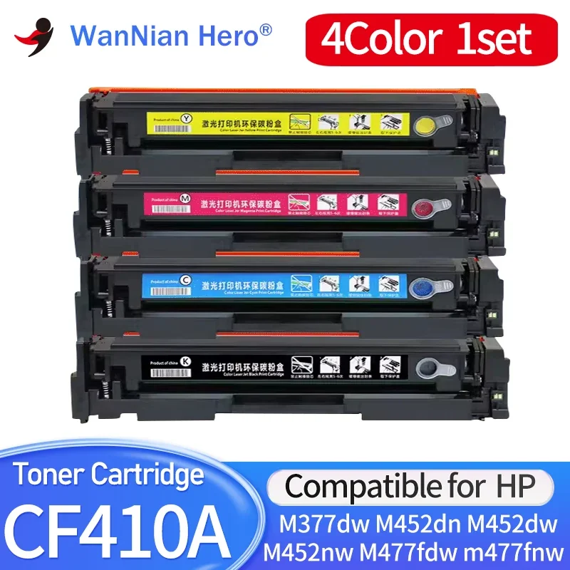 

4pcs cf410a Compatible HP CF410A CF411a 412a 413a Color Toner Cartridge For HP M377dw M452dn M452dw M452nw M477fdw m477fnw