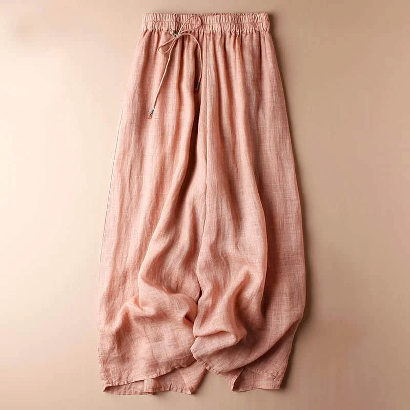 Straight-leg Pants Women Vintage Korean Style Elastic Waist Trousers Oversized High Waisted Casual Pleated Flowing Baggy Pants