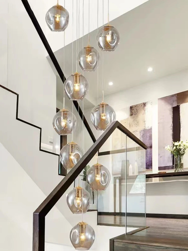 

Modern Ceiling Long Chandelier Staircase Light Spiral Light Loft Villa Light Luxury Loft Apartment Living Room Large Chandelier