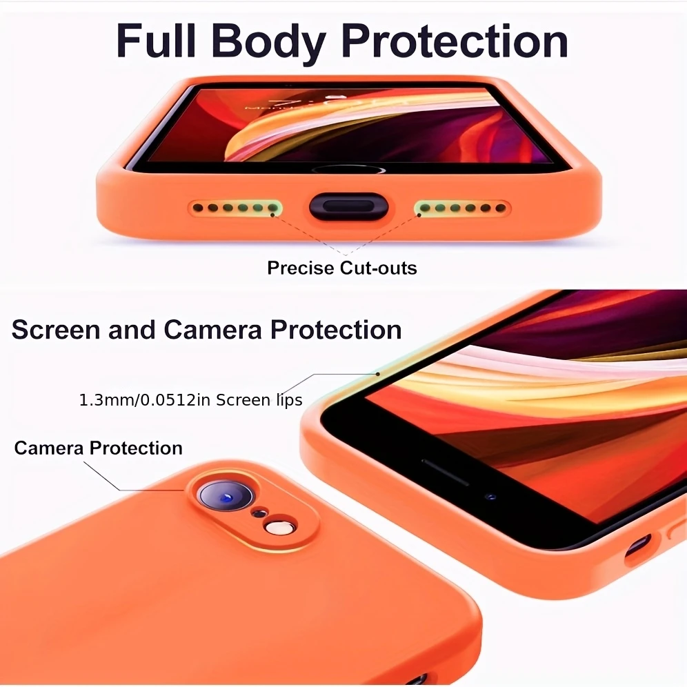 Mode Einfarbig Stoßfest Schützende Flüssigkeit Silikon Telefon Fall Für SE2022/SE2020/8/7/7 +/8 +/XR/X/XS/XS Max – Detail 4