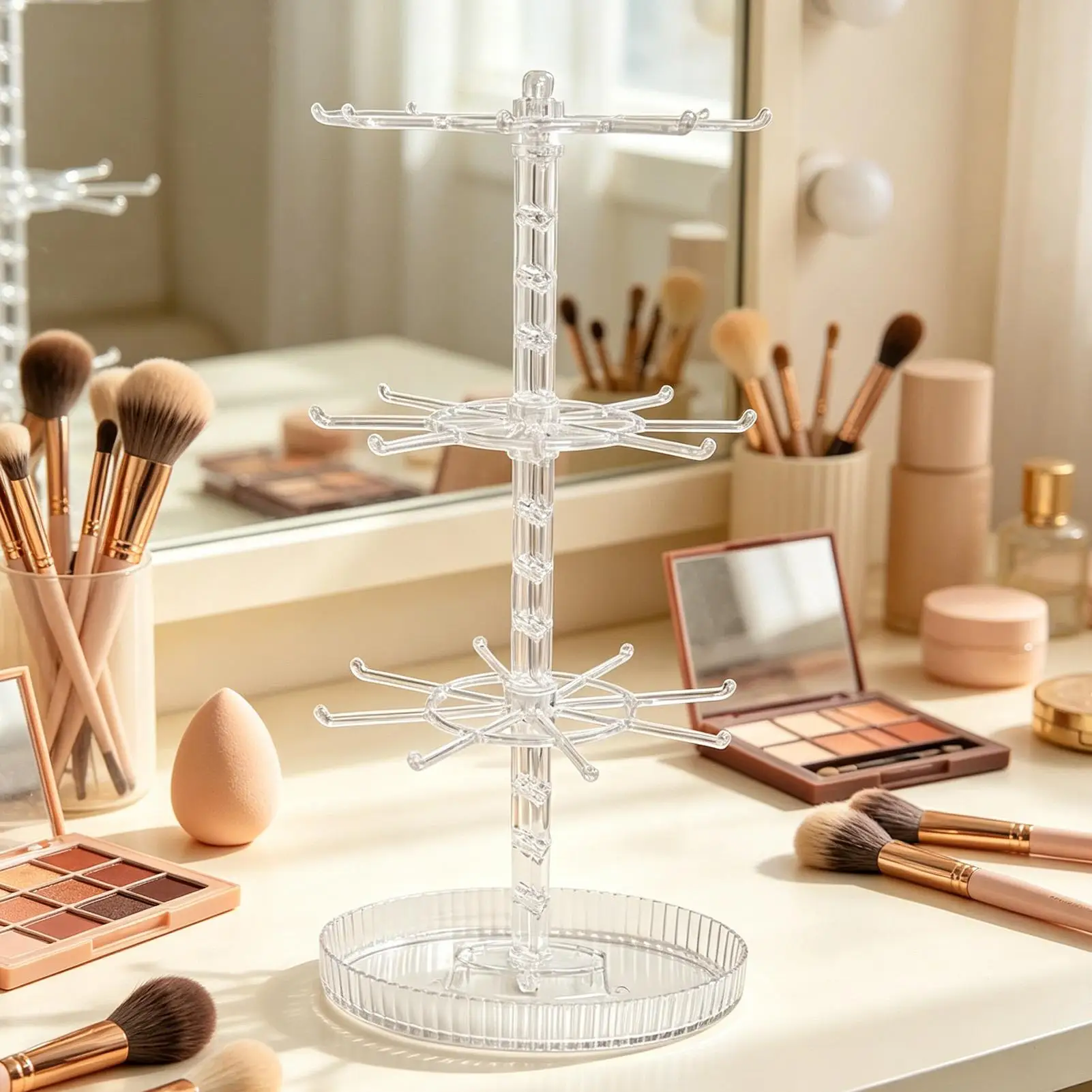 Jewelry Holder Rotating 3-tier Jewelry Organizer Rings Storage Rack For Necklaces Bracelets Keys Rings Home Apartment Dressing