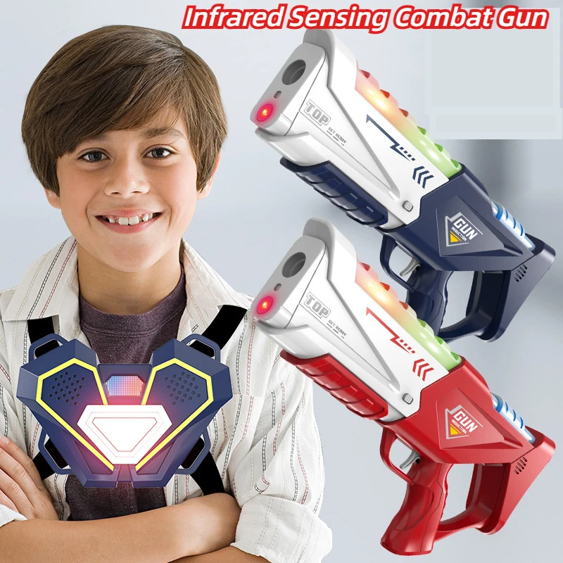 Kids Laser Tag Toy Gun Electric Infrared Sensing Combat Guns Set with Sensor Vest Indoor Outdoor Shooting Sports Boys Gifts