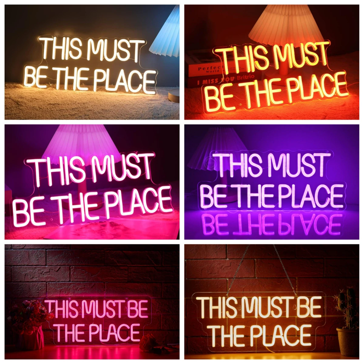

This Must Be The Place Neon Sign LED Lights for Bedroom Dorm Office Living Room Game Room Man Cave Cafe Store Wall Art Decor