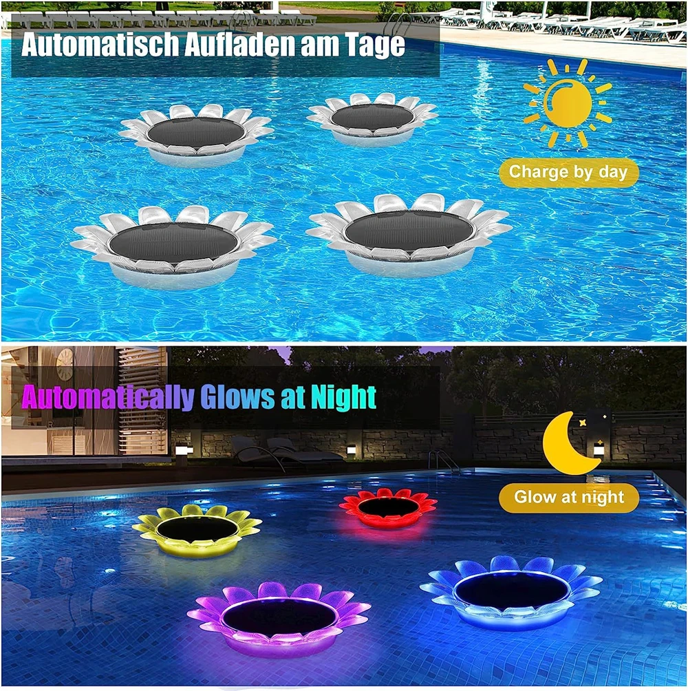 Imagem -03 - Sunflower Floating Pool Lights Led Impermeável Flower Pond Light Controle Remoto Luz Que Muda a Cor para Nadar Fun Pool Decor