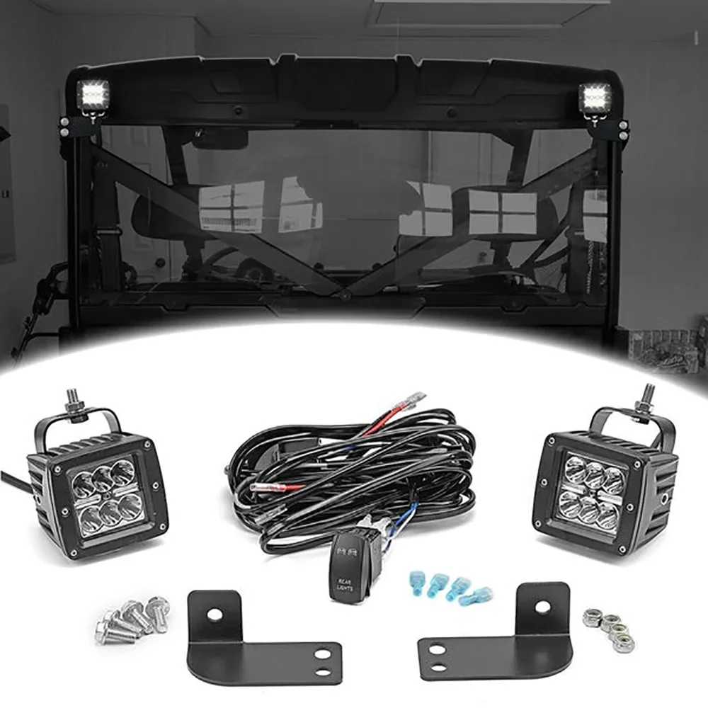 

3" 18W LED Lights For Polaris Ranger Full Size 2013-2024 Wiring kit and Rear Roll Cage Spotlight Mount Bracket Car Accessories