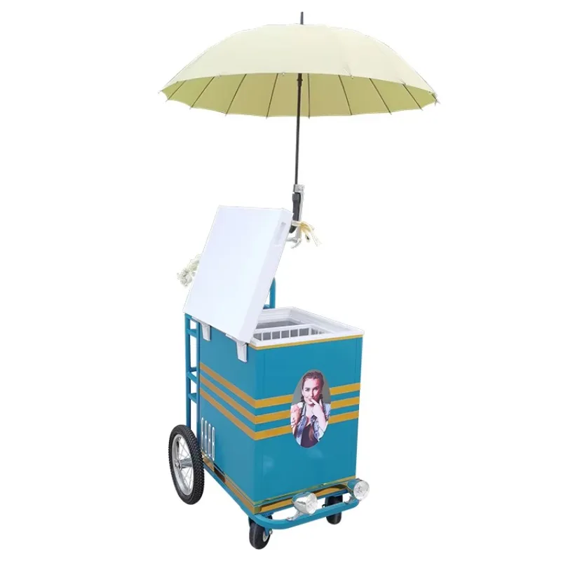 Ice Cream Cart Trailer Mobile Food Truck Popsicle Shop Kiosk/Wheeled Cart