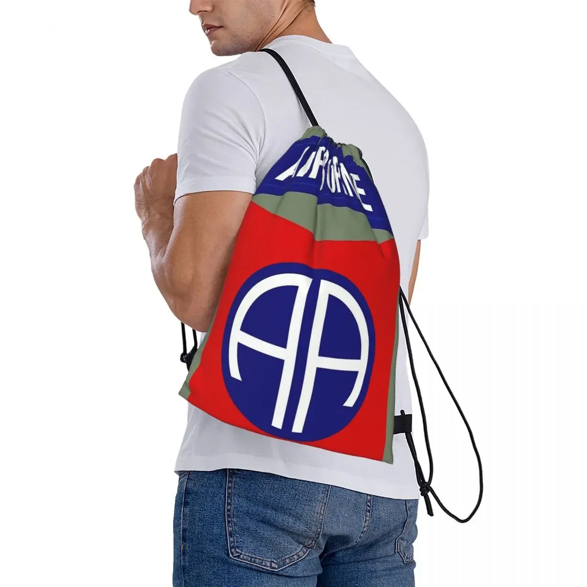 Sacs à dos de la 82e Division aéroportée pour hommes et femmes, sacs à cordon de proximité portables, sac de rangement de poche Bundle, sac à livres pour l'école