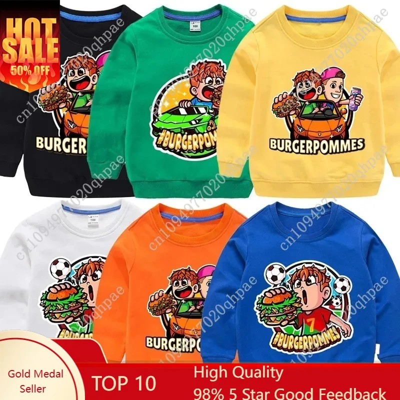 

Burgerpommes Icrimax Children T-shirt Boys Cute Anime Printed Sweatshirt Girls Spring Autumn Casual Fashion Long Sleeve Clothes