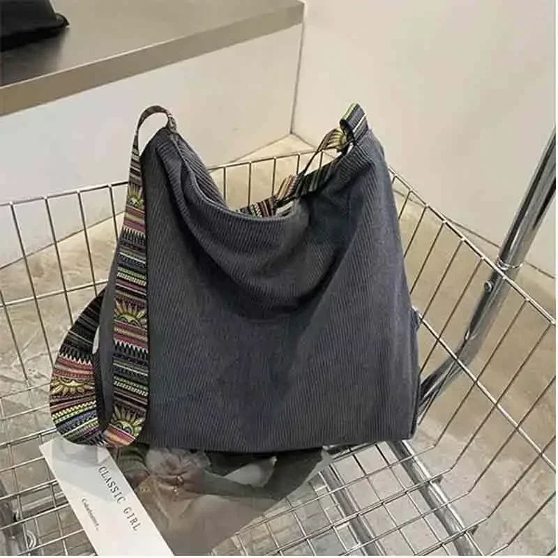 BBA156 Bolso de mano de pana para mujer Hobo de hombro grande