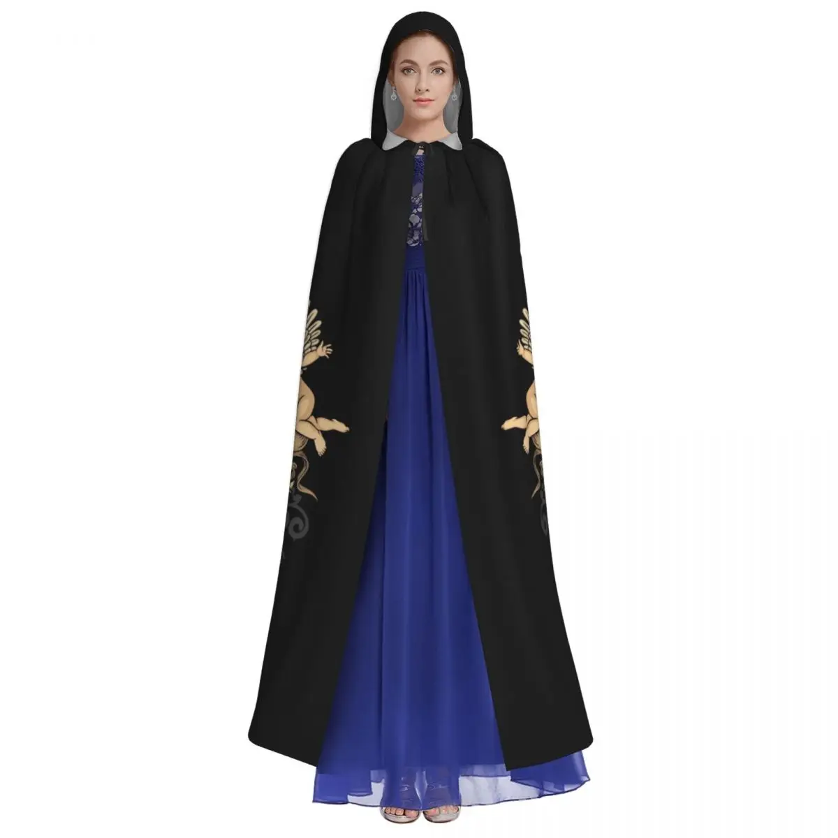 Unisex Adult Santa Muerte Spanish Holy Death Cloak with Hood Long Witch Costume Cosplay