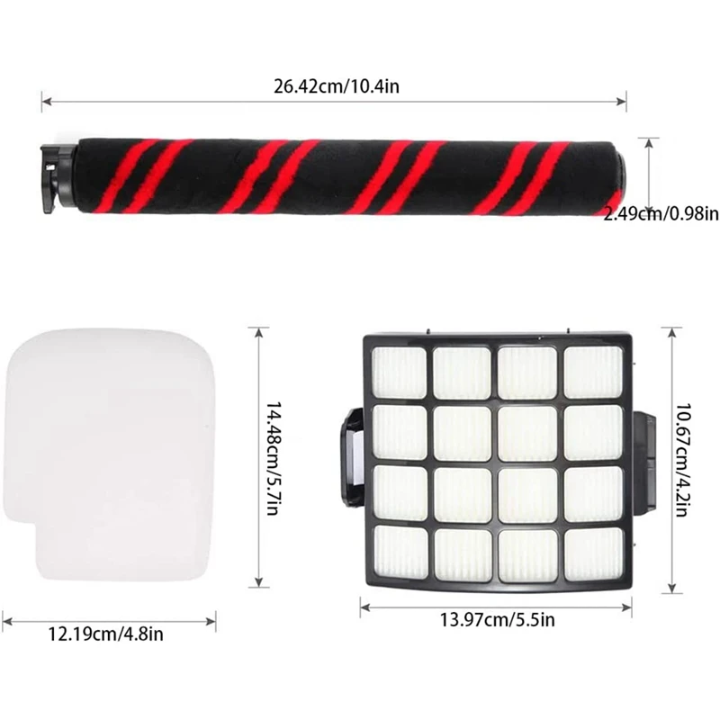 مجموعة بديلة للمكنسة الكهربائية Shark Stratos Duoclean AZ3002 AZ3000، 1 فرشاة دوارة، 2 مرشحات HEPA، 4 مجموعات من الرغوة واللباد