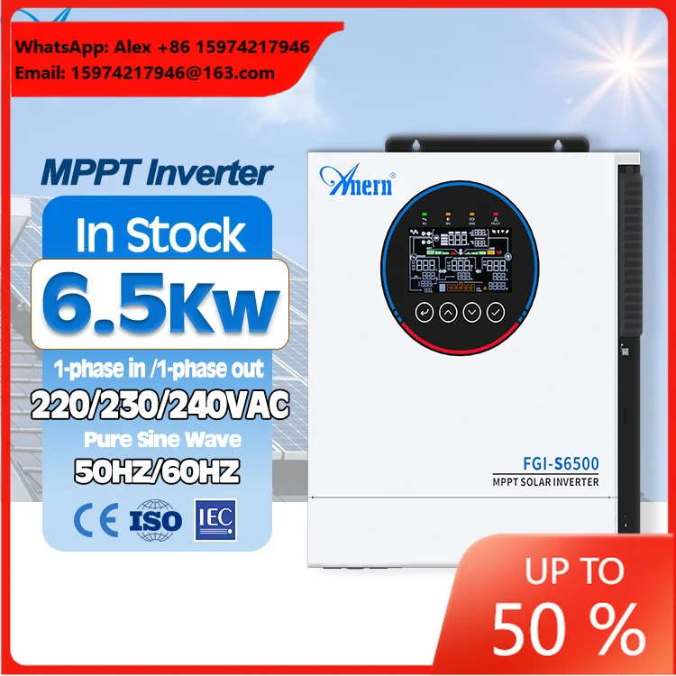 Anern High Frequency Off Grid 5kw 6.5kw Hybrid Ac Pure Sine Wave Inverter Solar