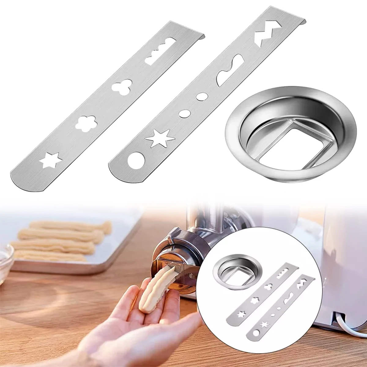

1Set Stainless Steel Meat Grinder Accessories Metal DIY Cookie Cake Mold Parts Durable Biscuits Metal Grinder Parts Mold Tools