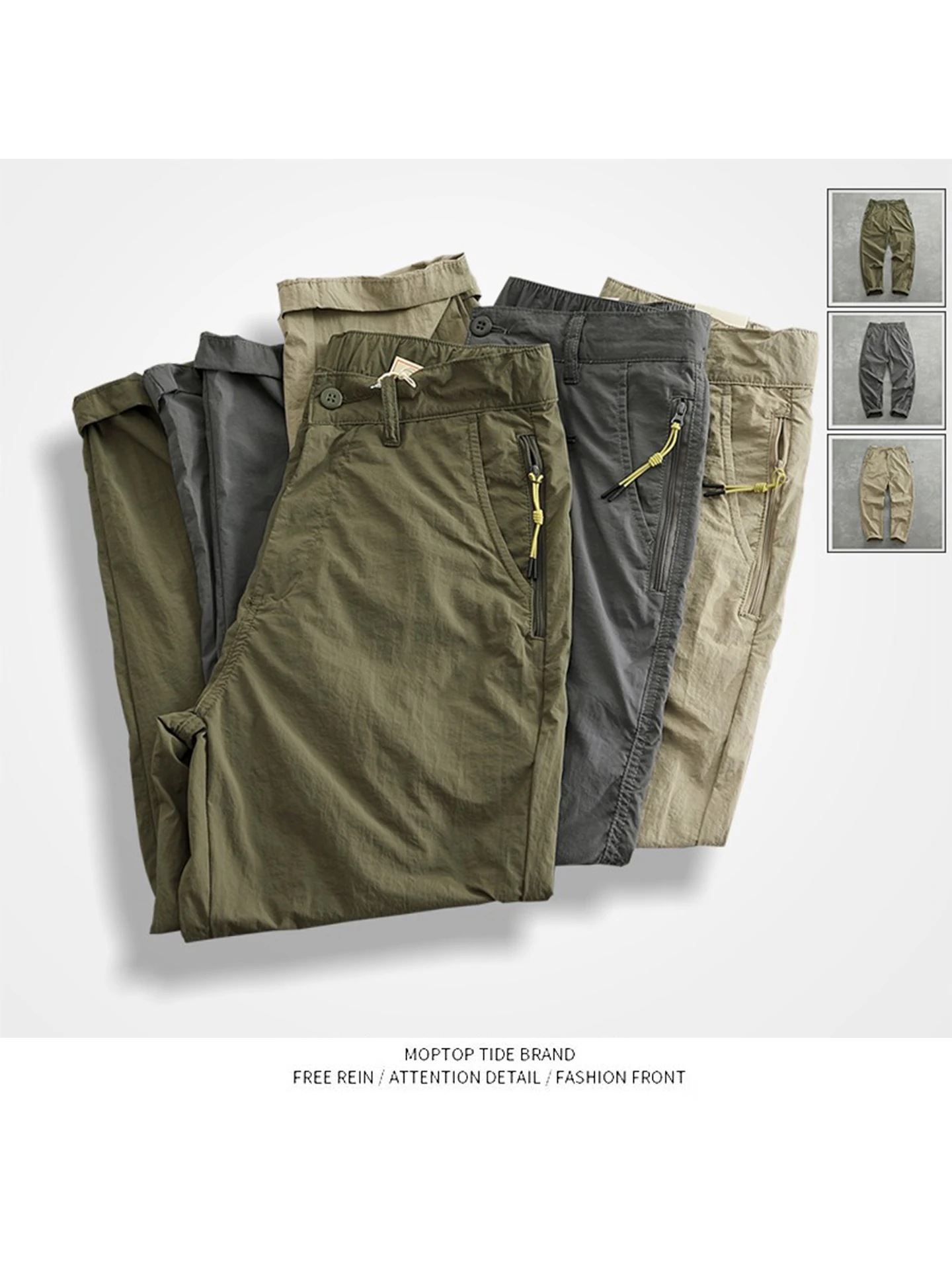 

Outdoor Men's Casual Pants Qui Dry Lightweight Straight Leg Elastic Waist Resistant to Water Spills Workwear Trousers