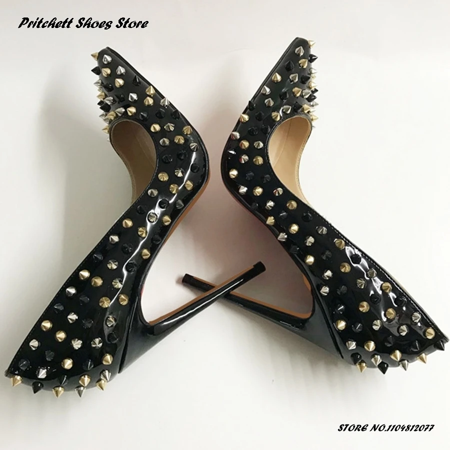 حذاء نسائي مثير ببرشام أسود، حذاء بكعب ستيليتو ذو فم ضحل مدبب، حذاء فردي كبير الحجم، حذاء حفلات للولائم في الربيع والصيف