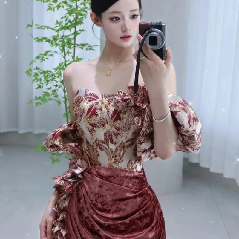 

New Chinese morning gown toasting dress back niche retro