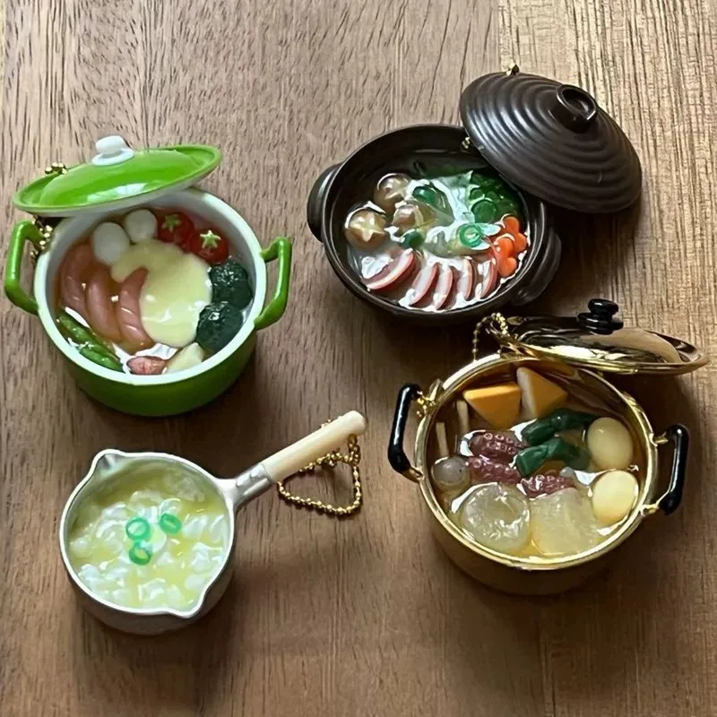 Toys Spirits Capsule Gashapon Figure Kawaii Cute Gacha Simulation Iron Pot Food Claypot Rice Keychain Figurine Miniature Model view 5