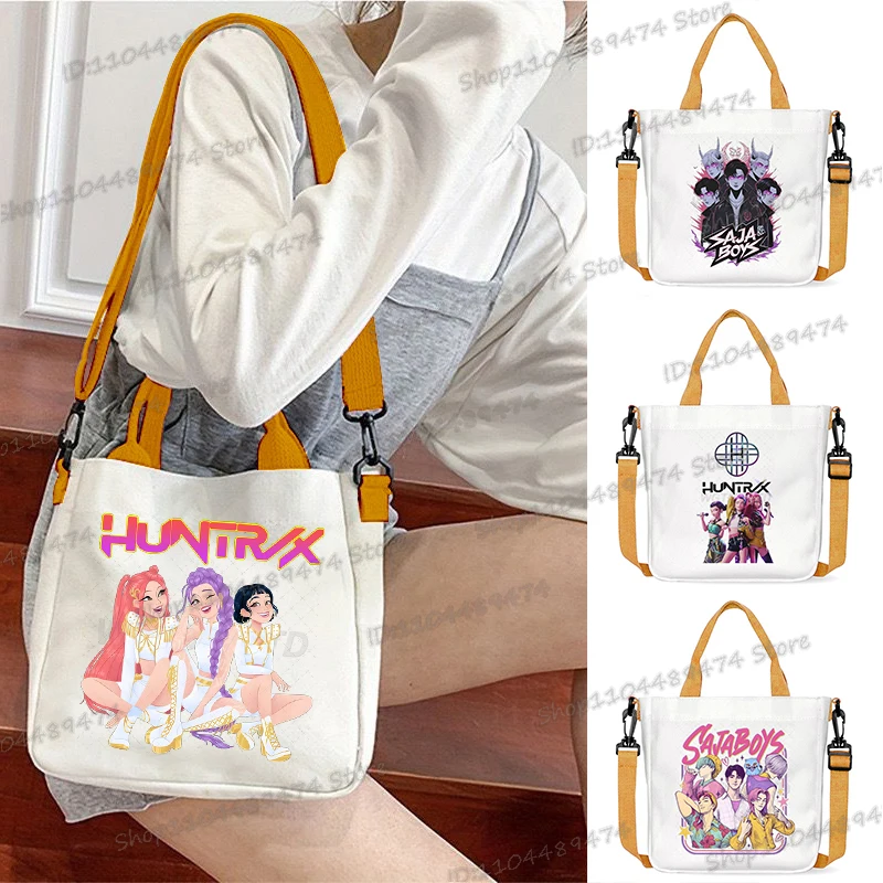 

Korean Anime Kpop Demon Hunters Crossbody Bags Women Teenage Cartoon Sajaboys Print Tote Bag Student Halloween Gift Shoulder Bag