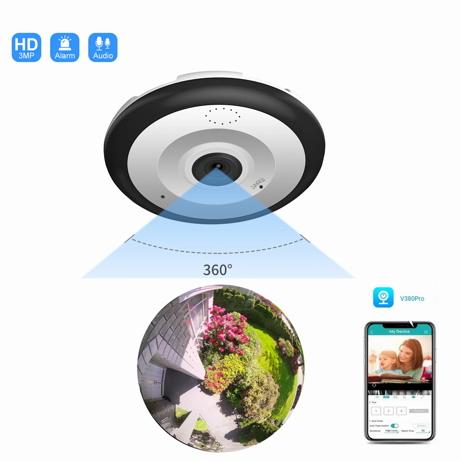 

V380 Pro 5MP WiFi Mini Camera Fisheye Panoramic 360 Degree Smart Home Security Protection Network CCTV Surveillance IP Cameras