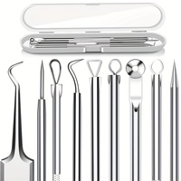 5PCS Blackhead Remover Comedone Extractor, Curved Blackhead Tweezers Kit, Professional Stainless Pimple Acne Blemish Removal Too