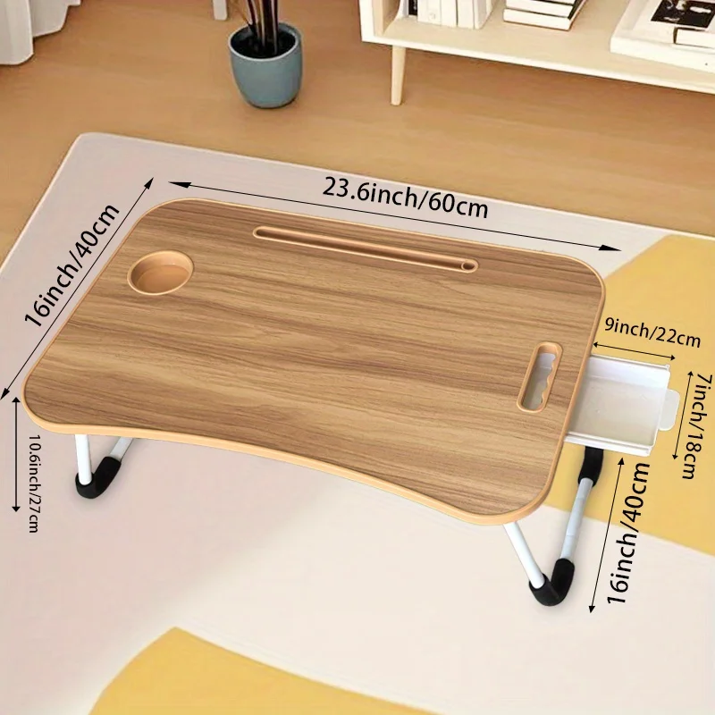 مكتب سرير كمبيوتر محمول محمول - مكتب كمبيوتر طاولة قابل للطي - مع حامل أكواب ودرج - مناسب للاستخدام على أرائك أو أرضيات السرير #5
