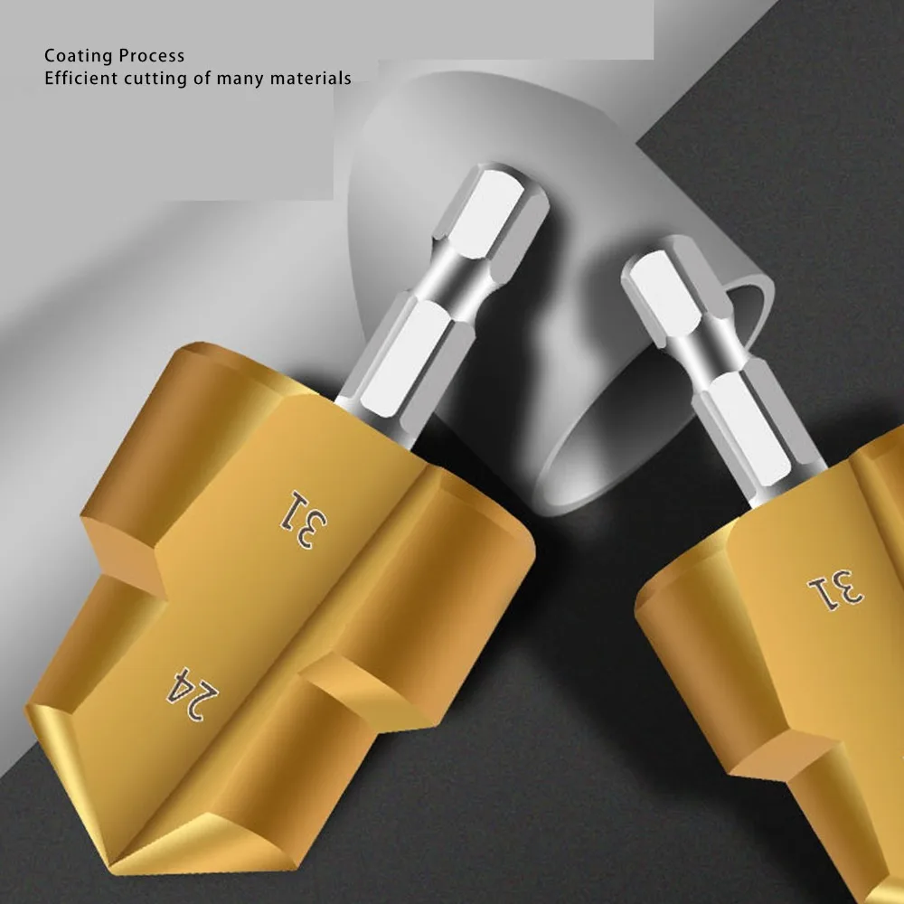 

3 шт. 1/4 дюйма с шестигранным хвостовиком PPR подъемное ступенчатое сверло с титановым покрытием/покрытием TiN расширительное сверло для водопроводных труб