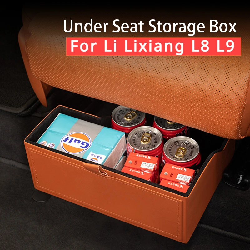 

Under Seat Storage Organizer Box for Li Lixiang L8 L9 2022 2023 2024 Car Rear Row Leather Felt Tray Hidden Storage Box Trash Can