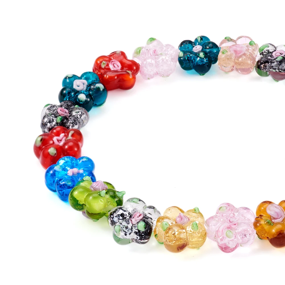 

28pcs/strand Handmade Lampwork Beads Colorful Bumpy Flower Beads For Jewelry Making Summery Necklace Earring Crafts Accessories