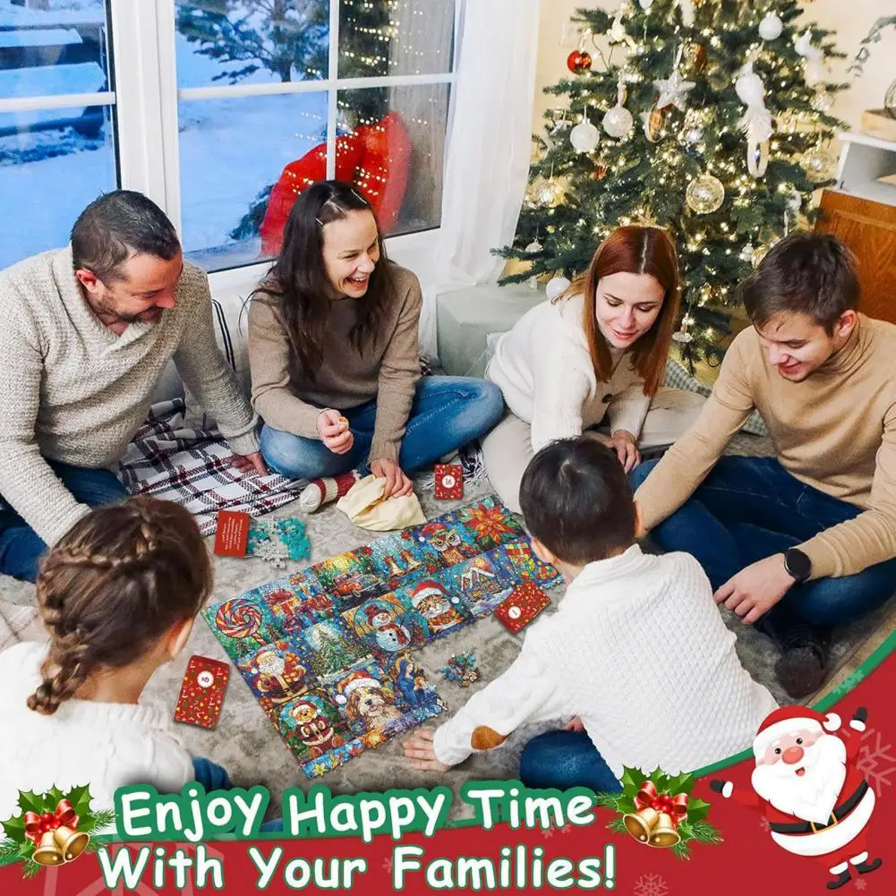 Educational Puzzle Toy Christmas Advent Puzzle Christmas Advent Jigsaw Puzzle Set for Kids Adults 1000 Pieces Xmas Countdown