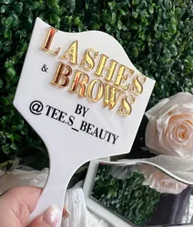 Lashes&Eyebrow technician prop and mirror,brows by  handheld mirror,salon decor,beauty room,eyelash business logo