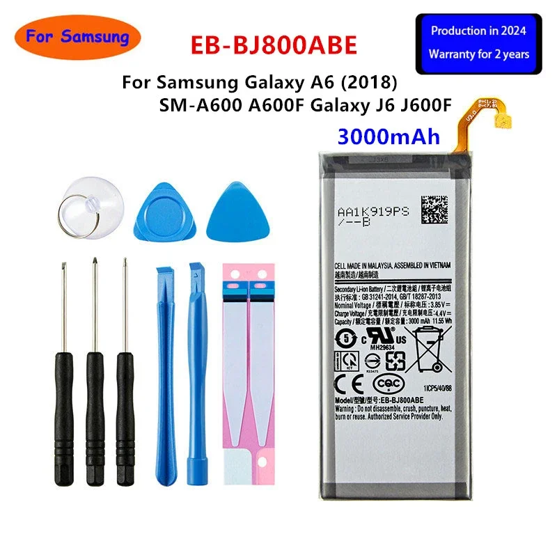 

Brand New EB-BJ800ABE 3000mAh Battery For Samsung Galaxy A6 (2018) SM-A600 A600F Galaxy J6 J600F Mobile Phone +Tools