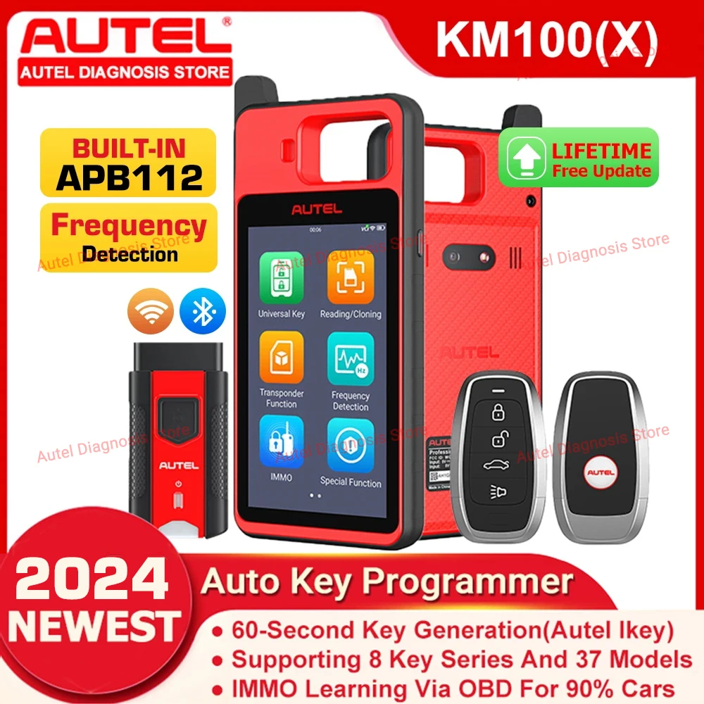 Autel MaxiIM KM100X Universal Key Generator Kit Transponder Read/Write/Clone IMMO Learning Tool Auto Key Fob Programmer PK IM508