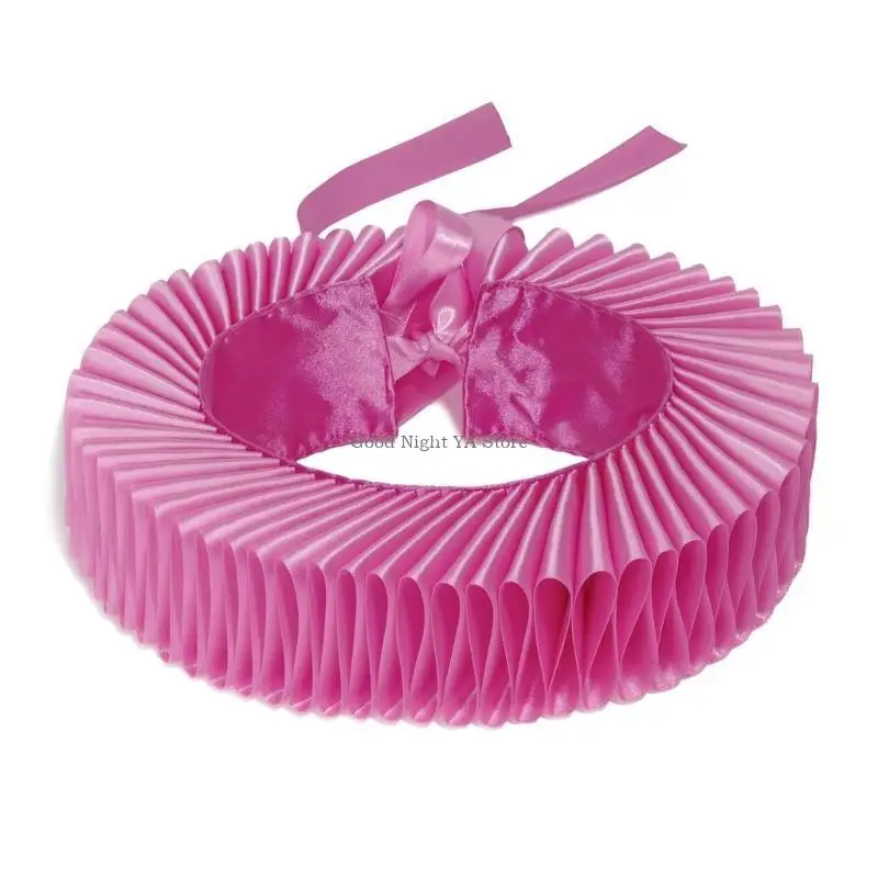  Steampunk Victorian Pink Clown Choker Ruffled Neck Ruff Collar and Wrist Cuffs Set for Renaissances Fancy Dress Costume