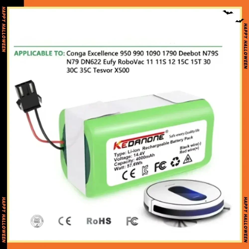 High capacity Vacuum Cleaning Robot Battery14.4V  for Conga Excellence 3500 950 990 1090 1790 Deebot N79S N79 DN622 Eufy Robovac