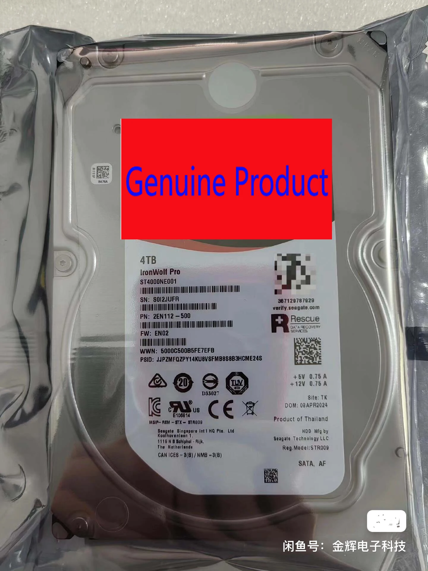 NUEVO Disco Duro IronWolf Pro ST4000NE001 de 4 TB, 7200 RPM, 256 MB, SATA, 3.5'', NAS HDD