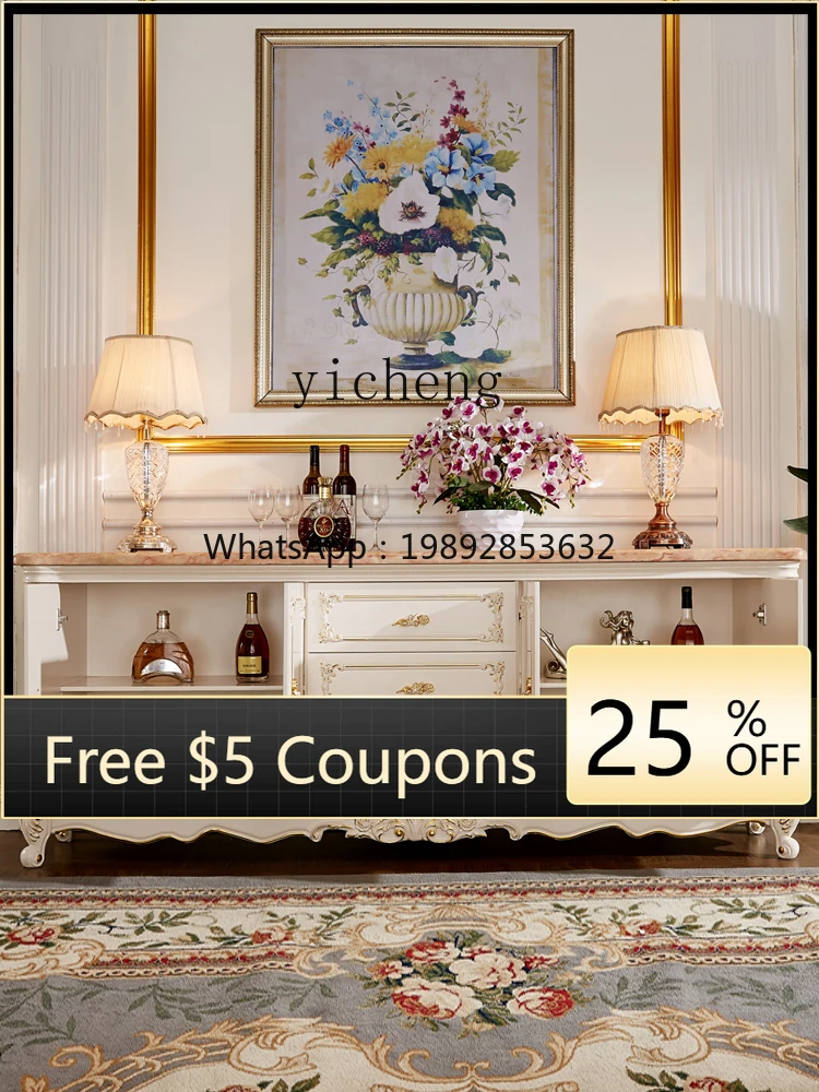 

Sideboard Cabinet Living Room Marble Solid Wood Tea Storage Cabinet Storage Cabinet Home