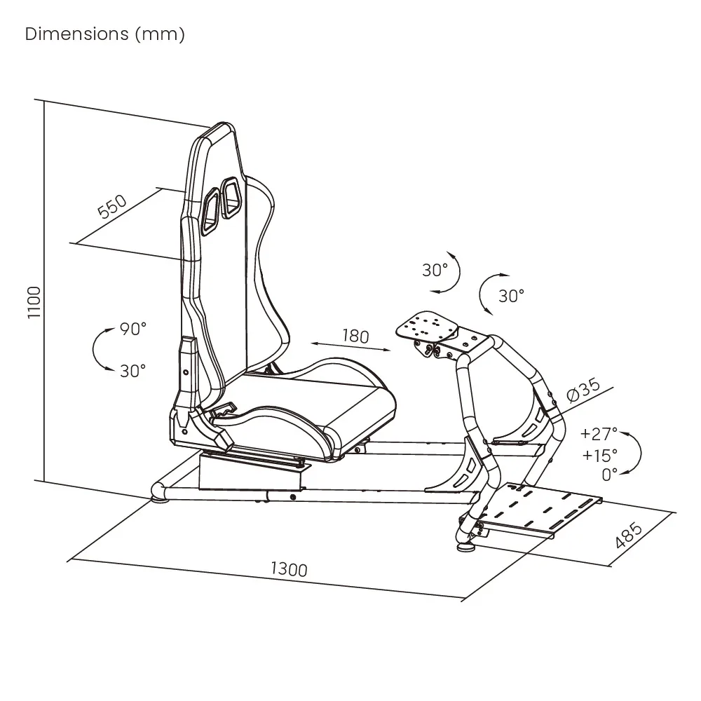 LRS03-BS Classic Simulator Cockpit Racing Seat Manufacturer Sim Rig Gaming Chair With Wheel Pedal Stand For  Fanatec view 6