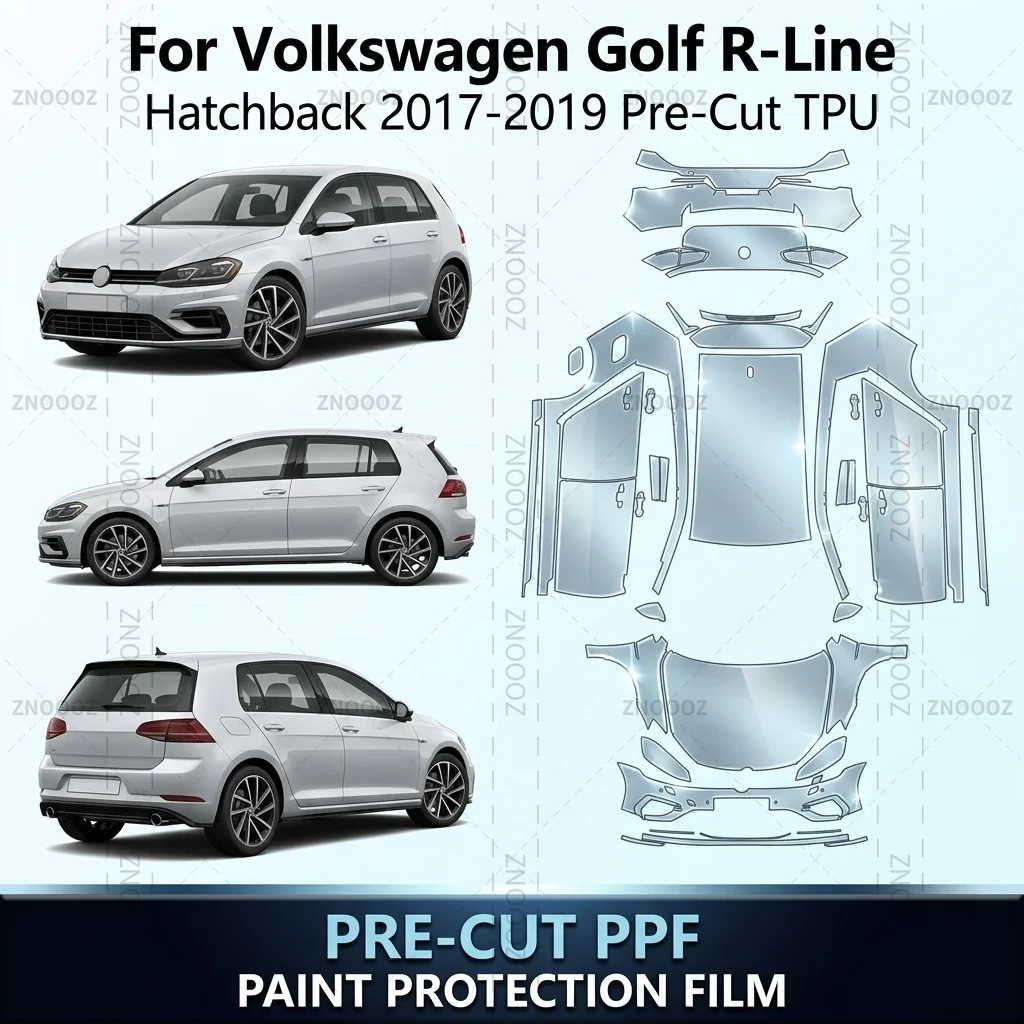 For Volkswagen Golf R-Line Hatchback 2017-2019 Pre-Cut TPU PPF Paint Protection Kit Full Vehicle Glossy Clear Matte Black